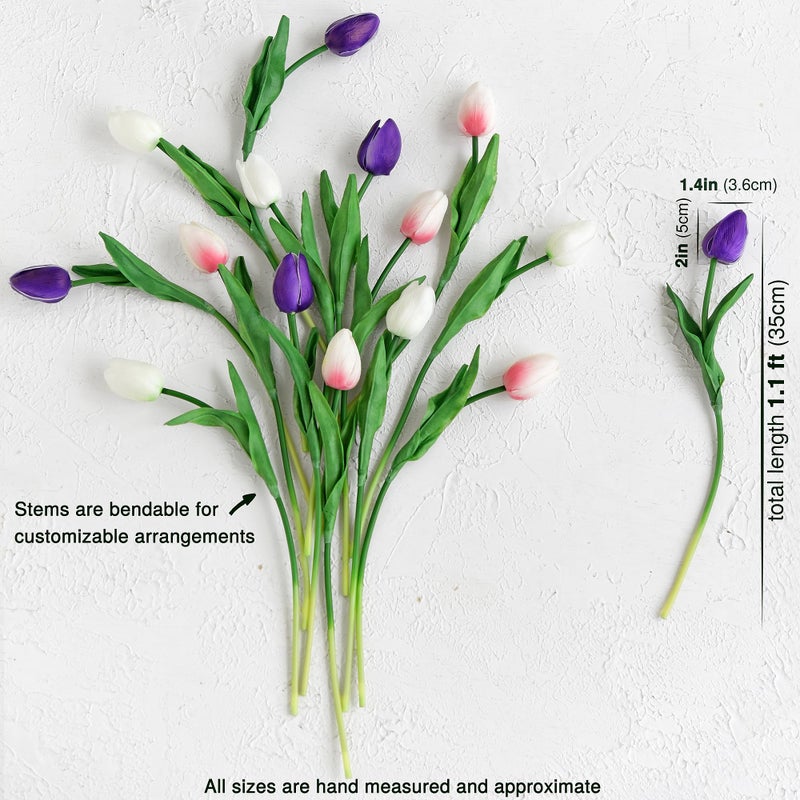 FiveSeasonStuff Real Touch Tulips Artificial Flowers â€“ 15 Stems Faux Tulip Bouquet in Gift Box for Wedding, Home Decor, Party, Floral Arrangements (Beyond Purple) - Image 3